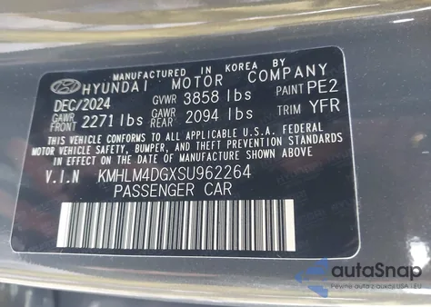 2025 Hyundai Elantra Sel Sport from USA, damaged, VIN KMHLM4DGXSU962264